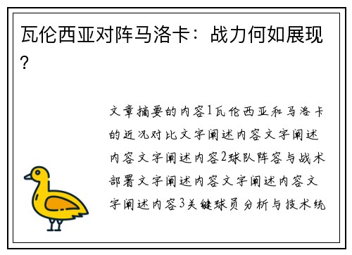 瓦伦西亚对阵马洛卡：战力何如展现？